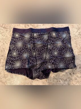 VS PINK Halloween Panty Spiderwebs High Waist Boyshort Boxers Large NWT